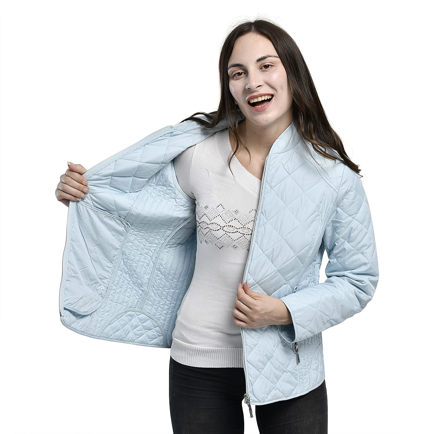 TAMSY Quilted Pattern Padded Jacket - Peach