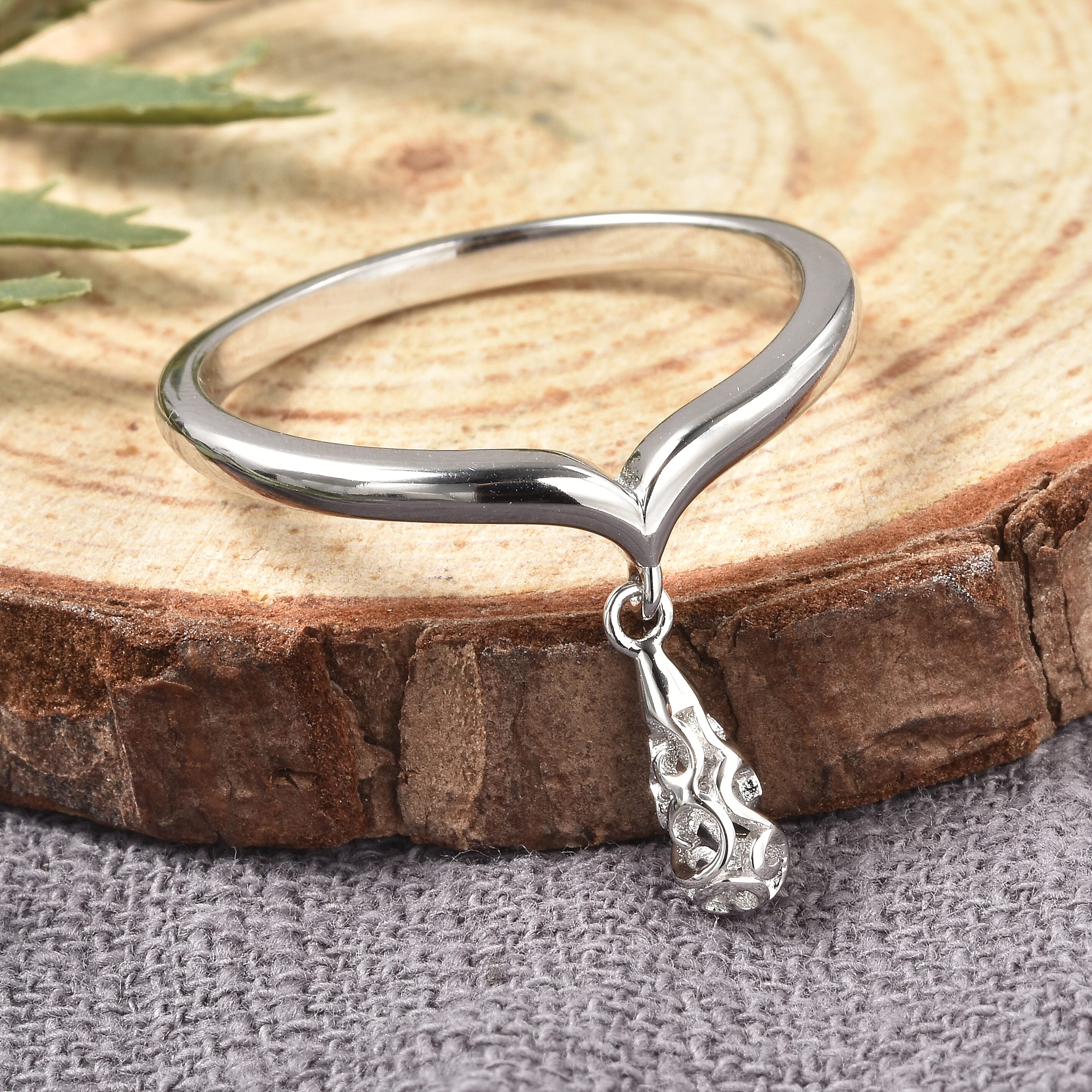 LucyQ  Air Drip Collection Collection Rhodium  Overlay Sterling Silver Ring