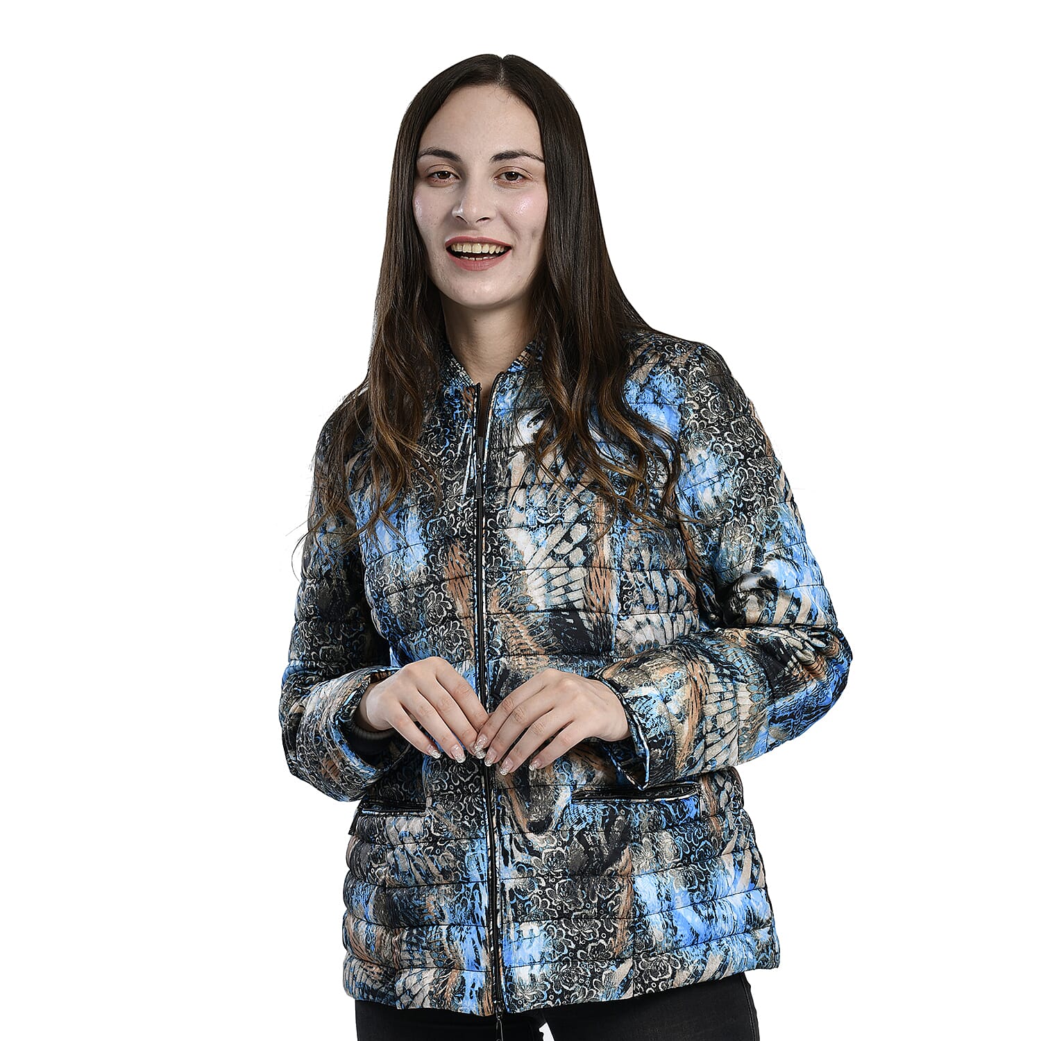 TAMSY Printed Padded Jacket (Size 10) - Blue