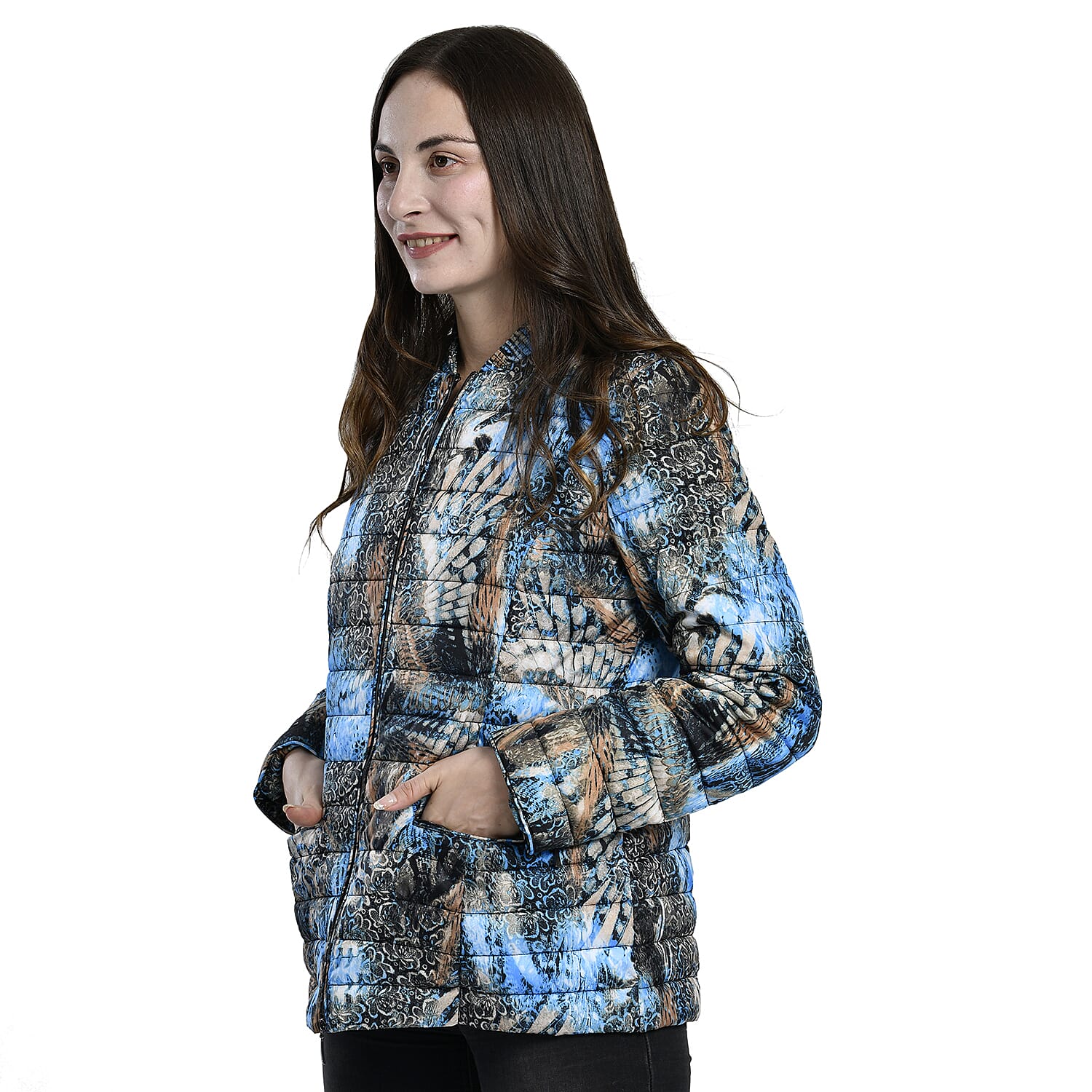 TAMSY Printed Padded Jacket (Size 10) - Blue