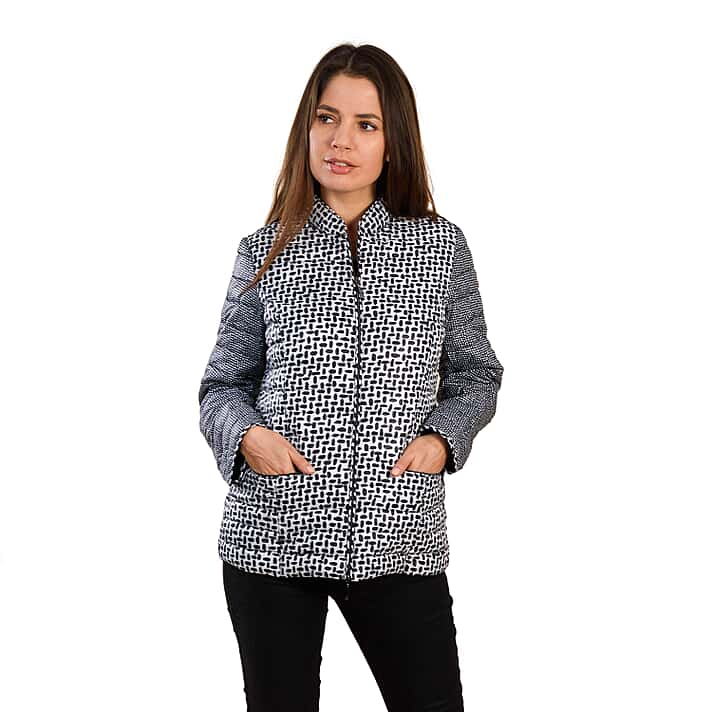 TAMSY Dot Print Quilted Padded Women's Jacket - Black