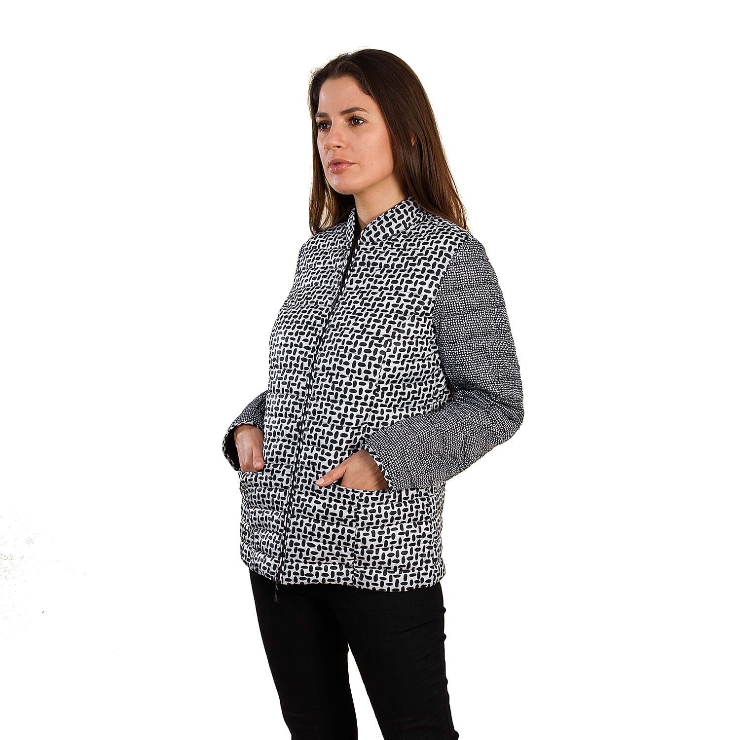 TAMSY Dot Printed Padded Jacket (Size 14) - Black