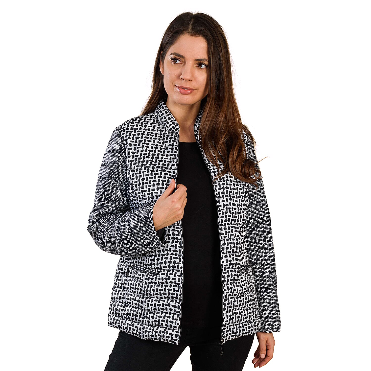 TAMSY Dot Printed Padded Jacket (Size 14) - Black