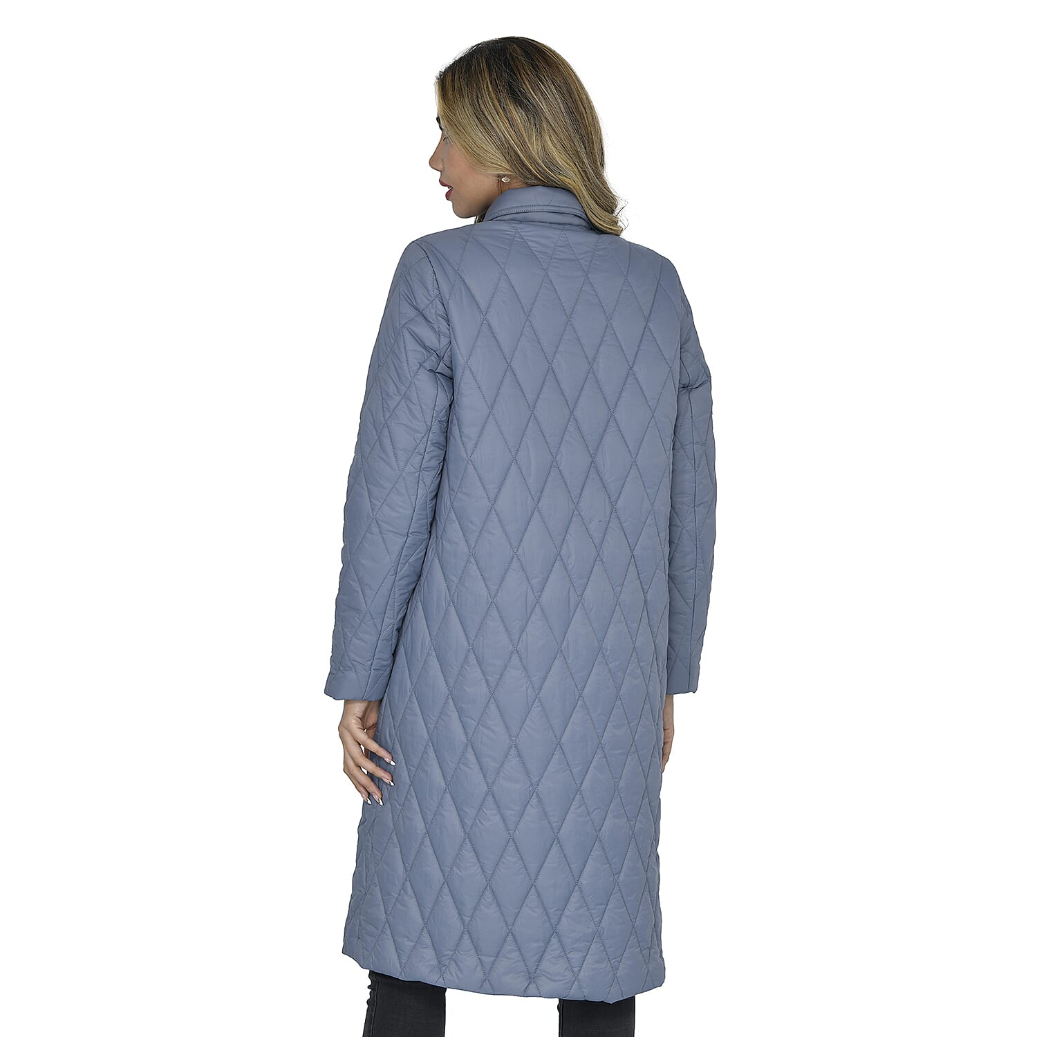TAMSY Quilted Pattern Long Puffer Jacket - Grey