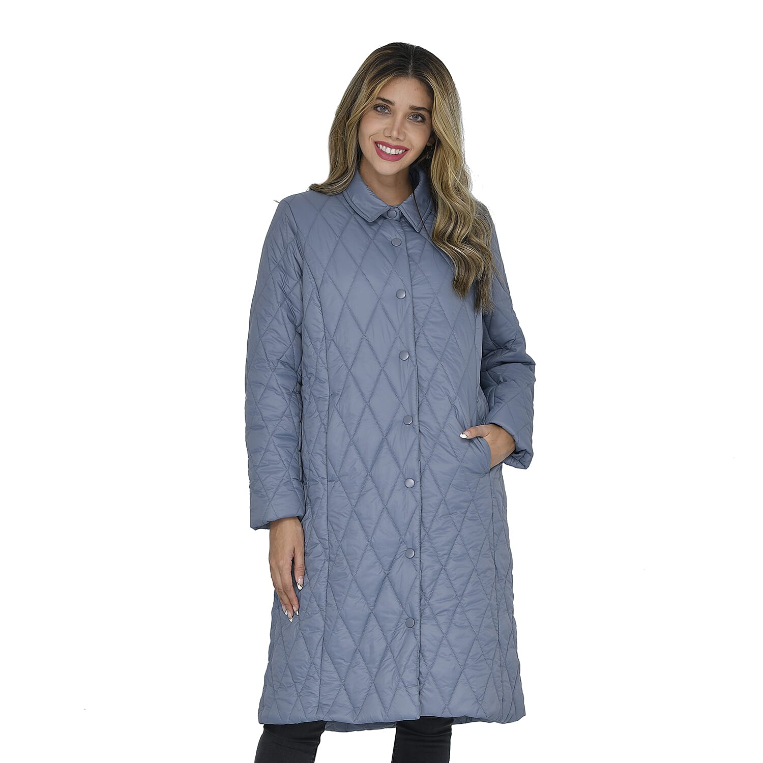 NEW SEASON - TAMSY Long Quilted Coat (Size M,12-14) - Grey