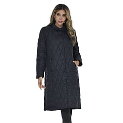 TAMSY Quilted Pattern Long Puffer Jacket - Grey