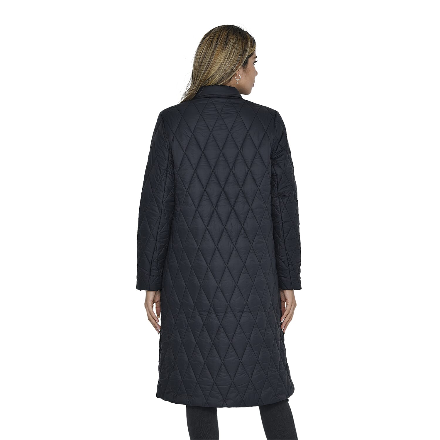 TAMSY Quilted Pattern Long Puffer Jacket - Grey