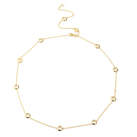 RACHEL GALLEY Natural Zircon Station Necklace (Size - 18-24-30)  in 18K Vermeil Yellow Gold Plated Sterling Silver, Silver Wt. 12.54 Gms