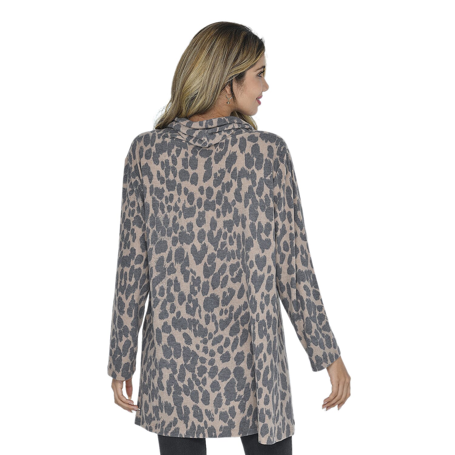 TAMSY Leopard Pattern Turtleneck Top (Size 104x76x54 Cm) - Light Brown & Black