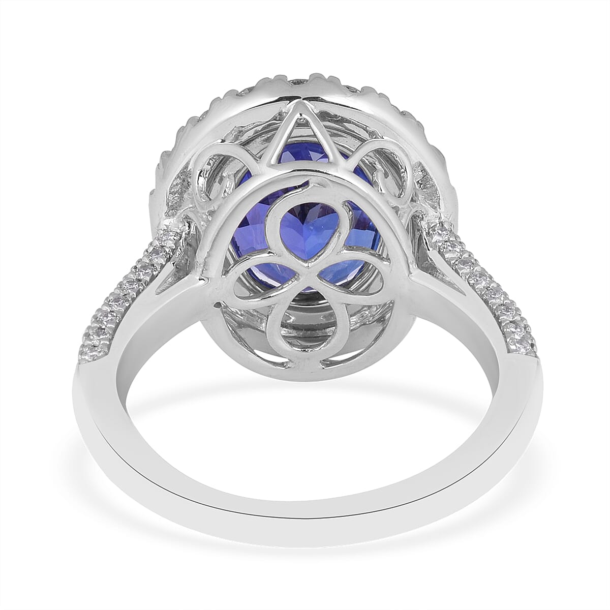 RHAPSODY 950 Platinum AAAA Tanzanite (OV12x10, 5.50 Ct) and Diamond (VS/E-F) Ring 6.50 Ct, Platinum wt. 9.61 Gms