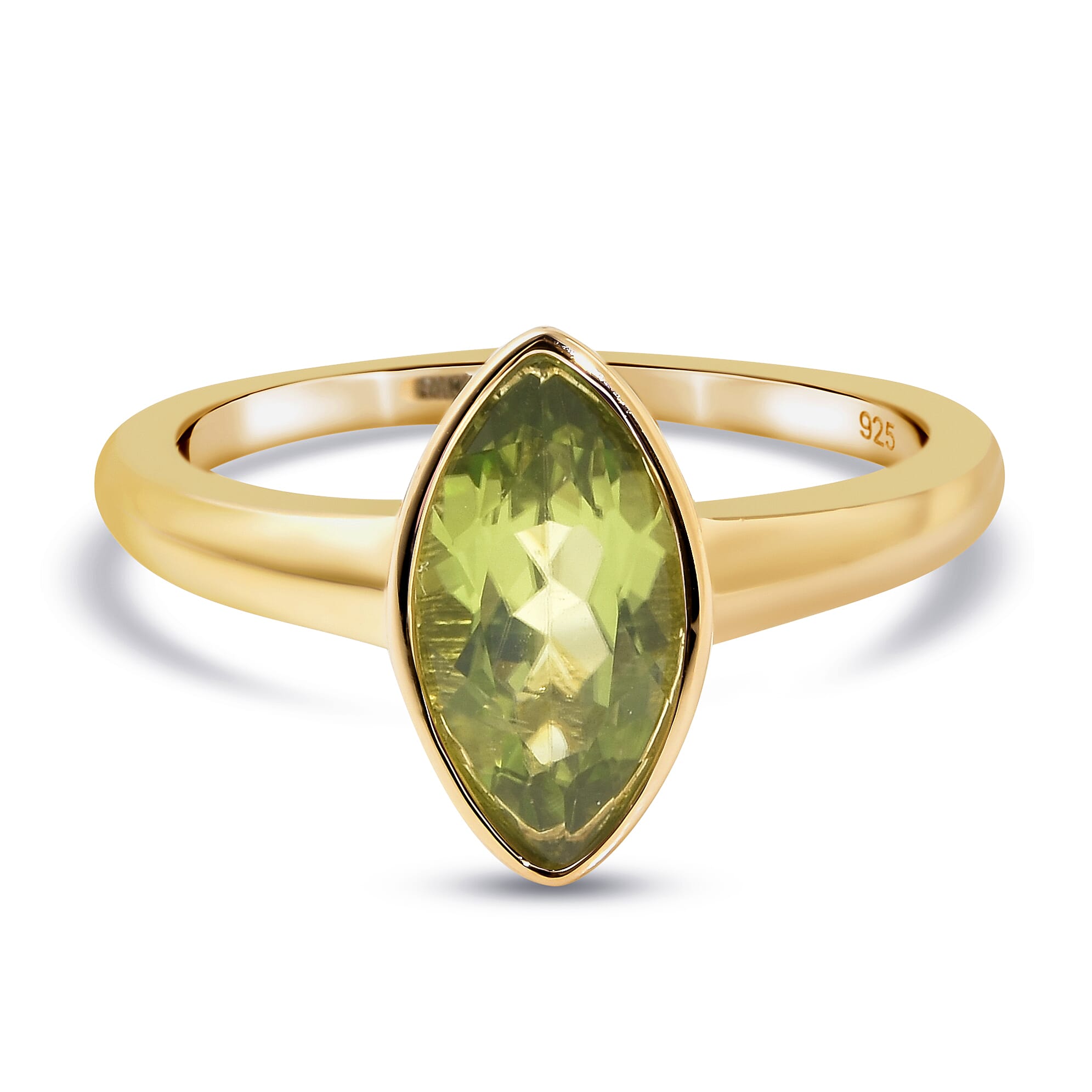 RACHEL GALLEY Hebei Peridot Solitaire Ring in 18K Yellow Gold Overlay Sterling Silver 2.00 Ct.