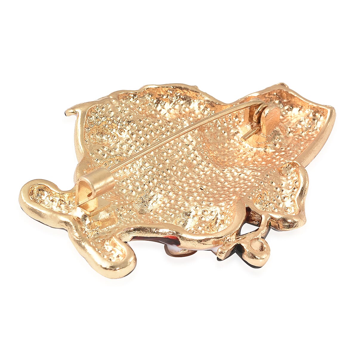 Christmas Santa Claus Enamelled Brooch in Yellow Tone