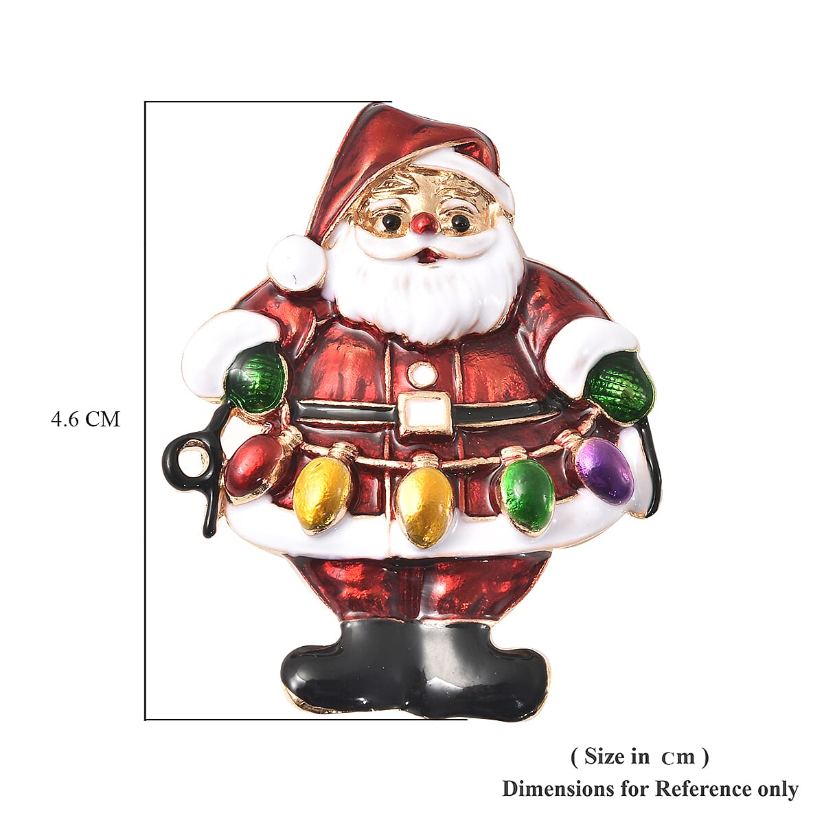 Christmas Santa Claus Enamelled Brooch in Yellow Tone