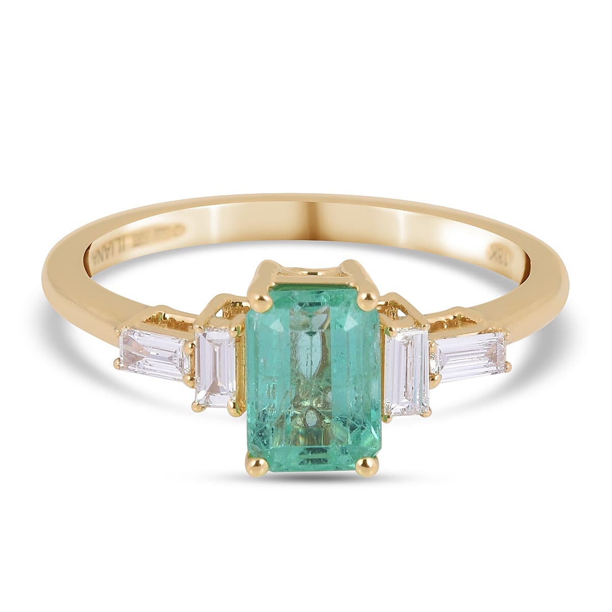ILIANA 18K Yellow Gold AAA Boyaca Colombian Emerald and Diamond (SI-G-H) Ring 1.15 Ct.