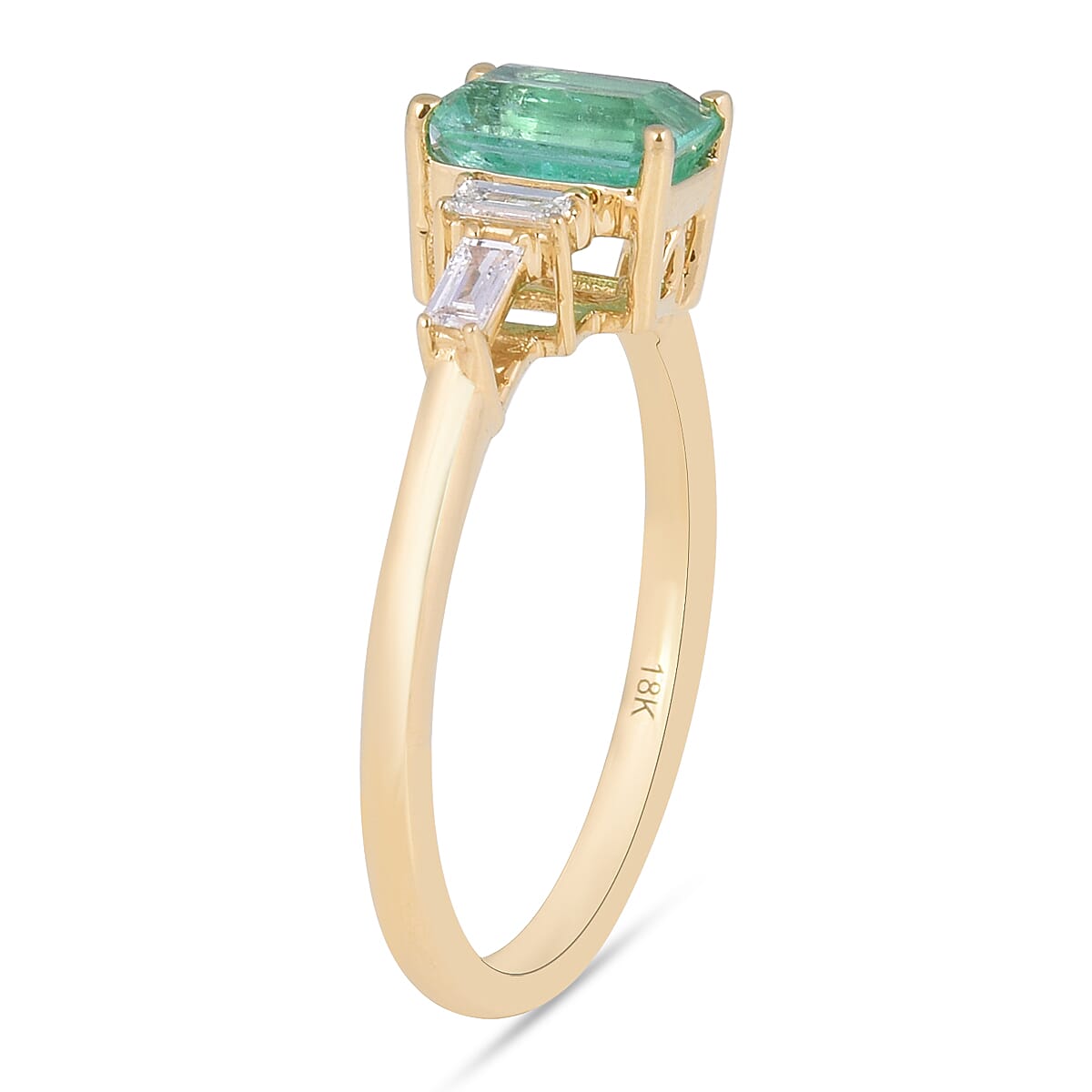 ILIANA 18K Yellow Gold AAA Boyaca Colombian Emerald and Diamond (SI-G-H) Ring 1.15 Ct.