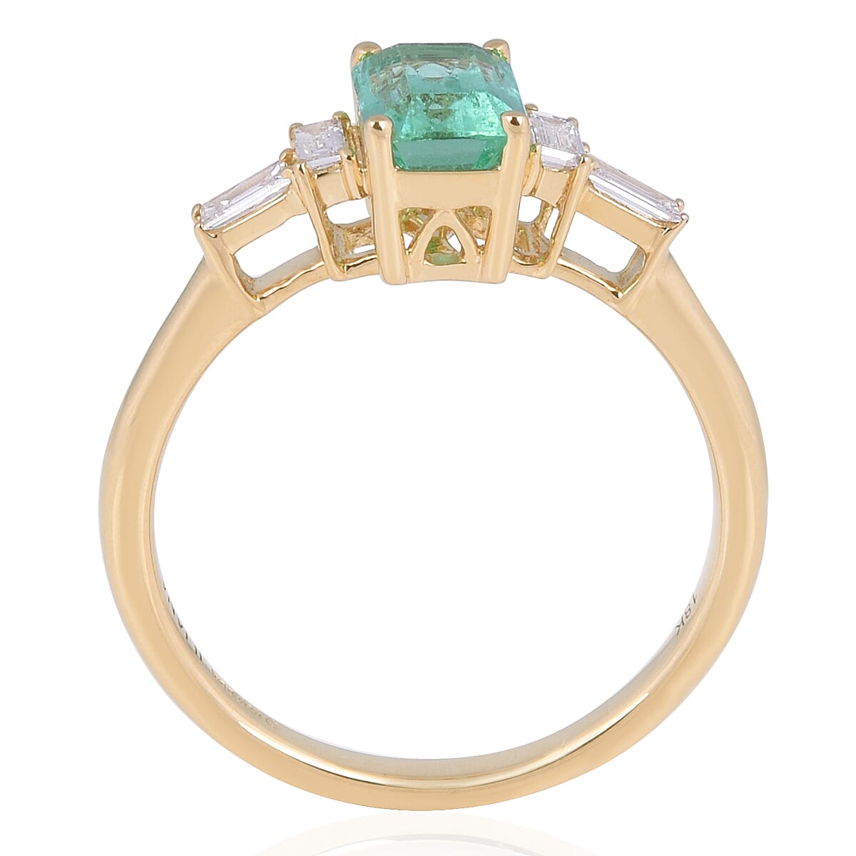 ILIANA 18K Yellow Gold AAA Boyaca Colombian Emerald and Diamond (SI-G-H) Ring 1.15 Ct.