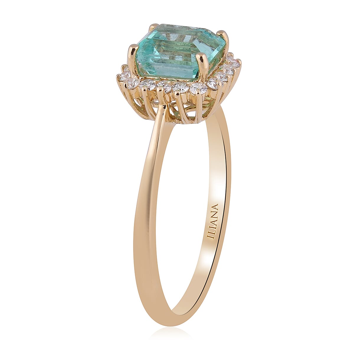 ILIANA 18K Yellow Gold AAA Boyaca Colombian Emerald and Diamond (SI-G-H) Ring 1.45 Ct.