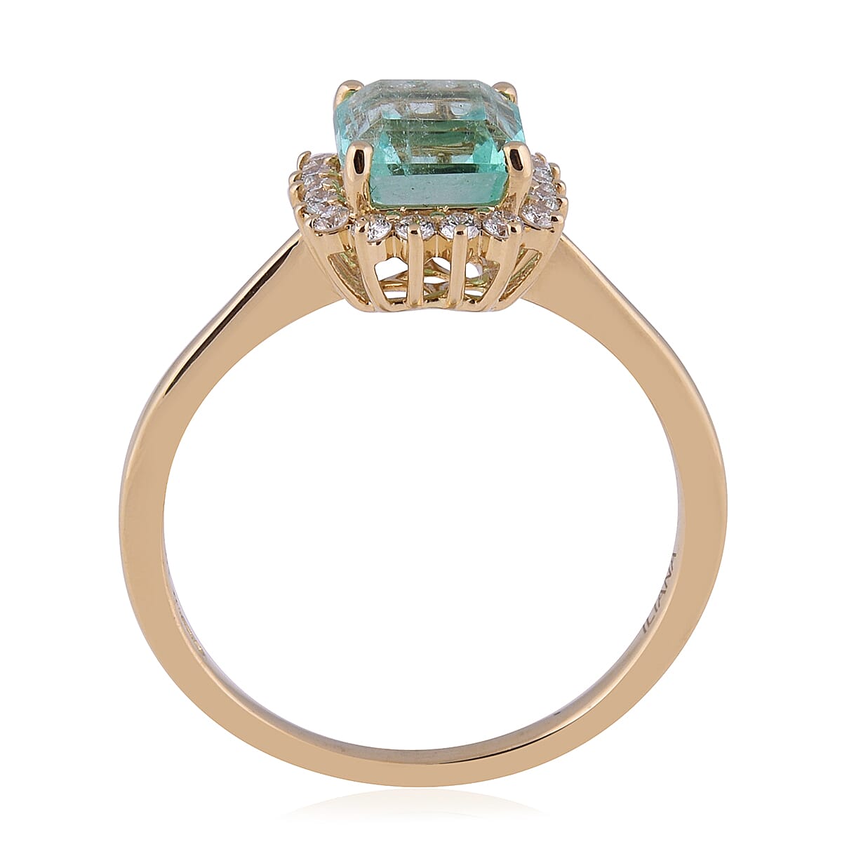 ILIANA 18K Yellow Gold AAA Boyaca Colombian Emerald and Diamond (SI-G-H) Ring 1.45 Ct.