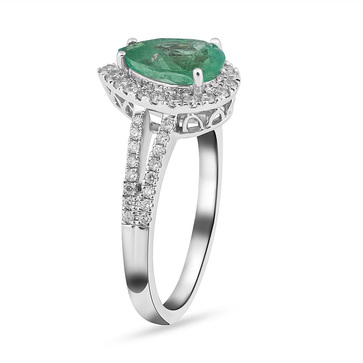 RHAPSODY 950 Platinum AAAA Boyaca Colombian Emerald and Diamond (VS-E-F) Ring 1.65 Ct.