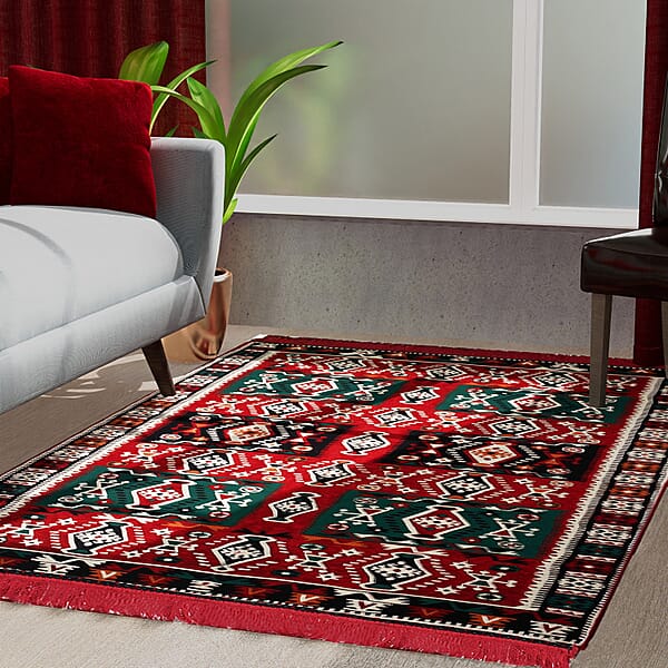 Traditional Turkish Kilim Rug Machine Washable Floor Rug for Porch