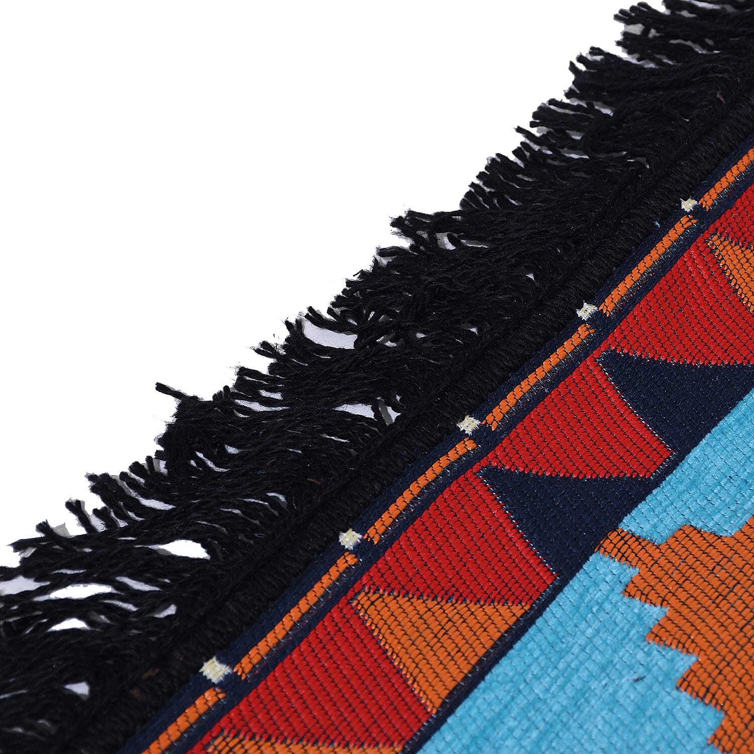 Traditional Turkish Kilim Rug (Size 180x123 cm) - Sky Blue, Orange & Multi