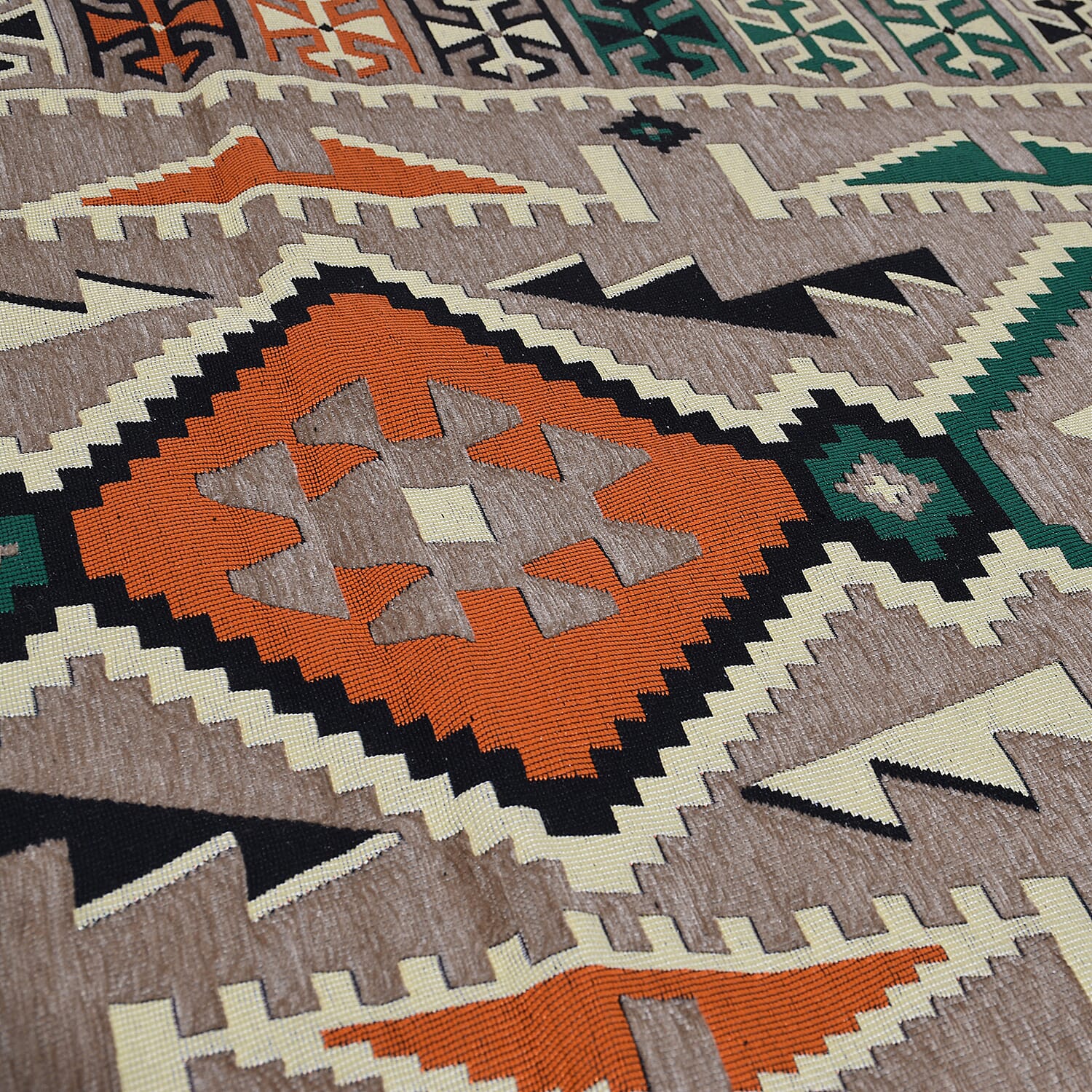 Traditional Turkish Kilim Rug (Size 180x123 cm) - Beige & Multi