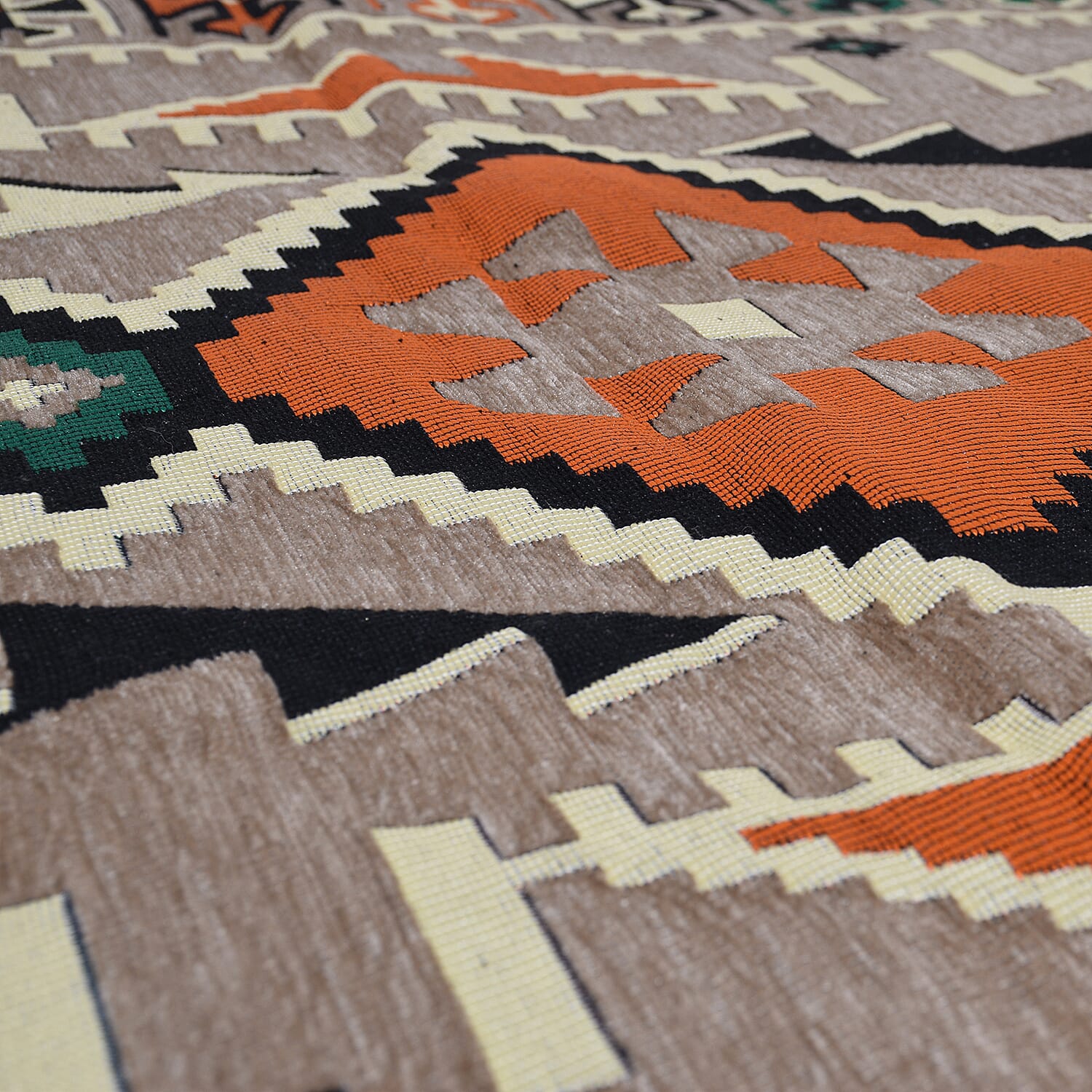 Traditional Turkish Kilim Rug (Size 180x123 cm) - Beige & Multi