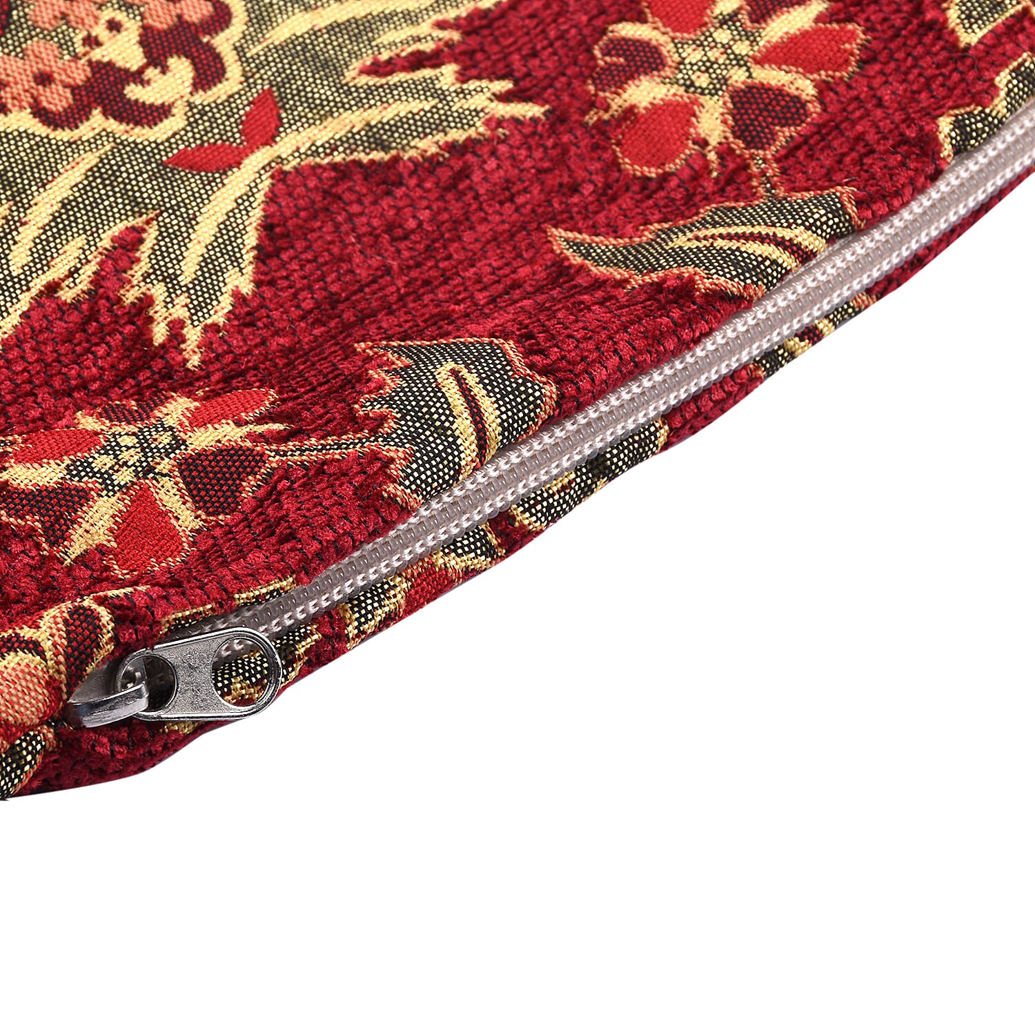 Set of 2 - Turkish Closeout Ottoman Cushion Covers with Zipper Closure (Size 44x42 cm) - Red & Multi