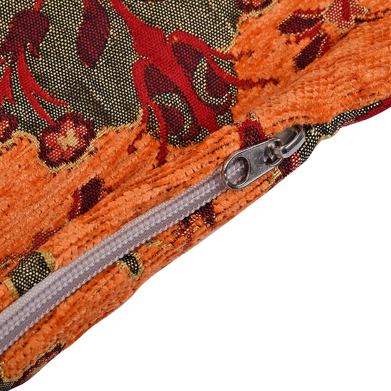 Set of 2 - Turkish Cushion Covers with Zipper Closure (Size 44x42 cm) - Orange & Multi