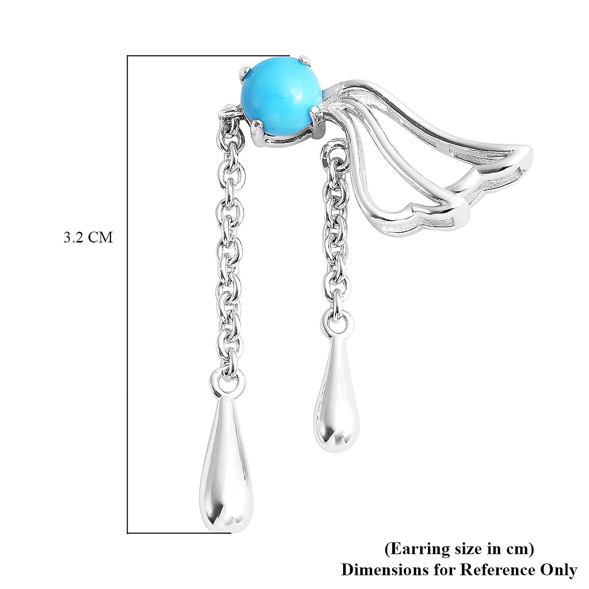 LucyQ Art Nouveau Collection Arizona Sleeping Beauty Turquoise Earrings (with Push Back) in Rhodium Overlay Sterling Silver