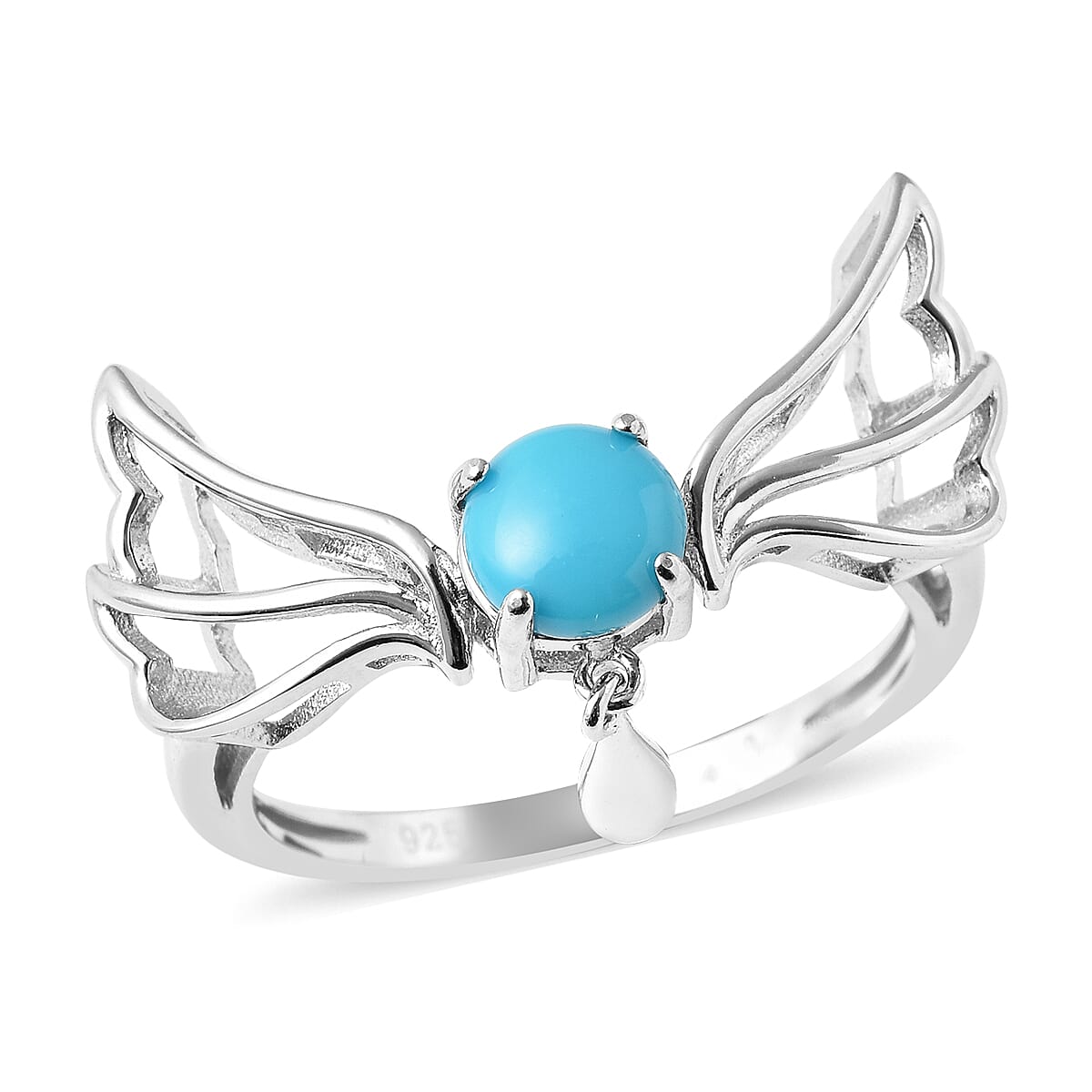 LucyQ Art Nouveau Collection Arizona Sleeping Beauty Turquoise Ring in Rhodium Overlay Sterling Silver