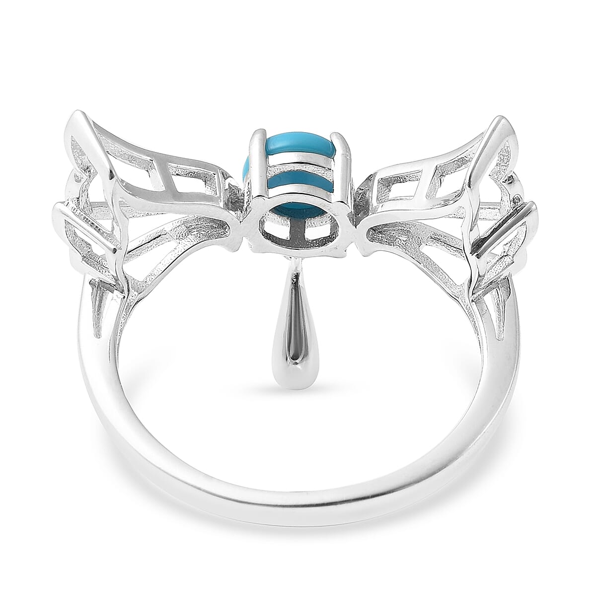 LucyQ Art Nouveau Collection Arizona Sleeping Beauty Turquoise Ring in Rhodium Overlay Sterling Silver