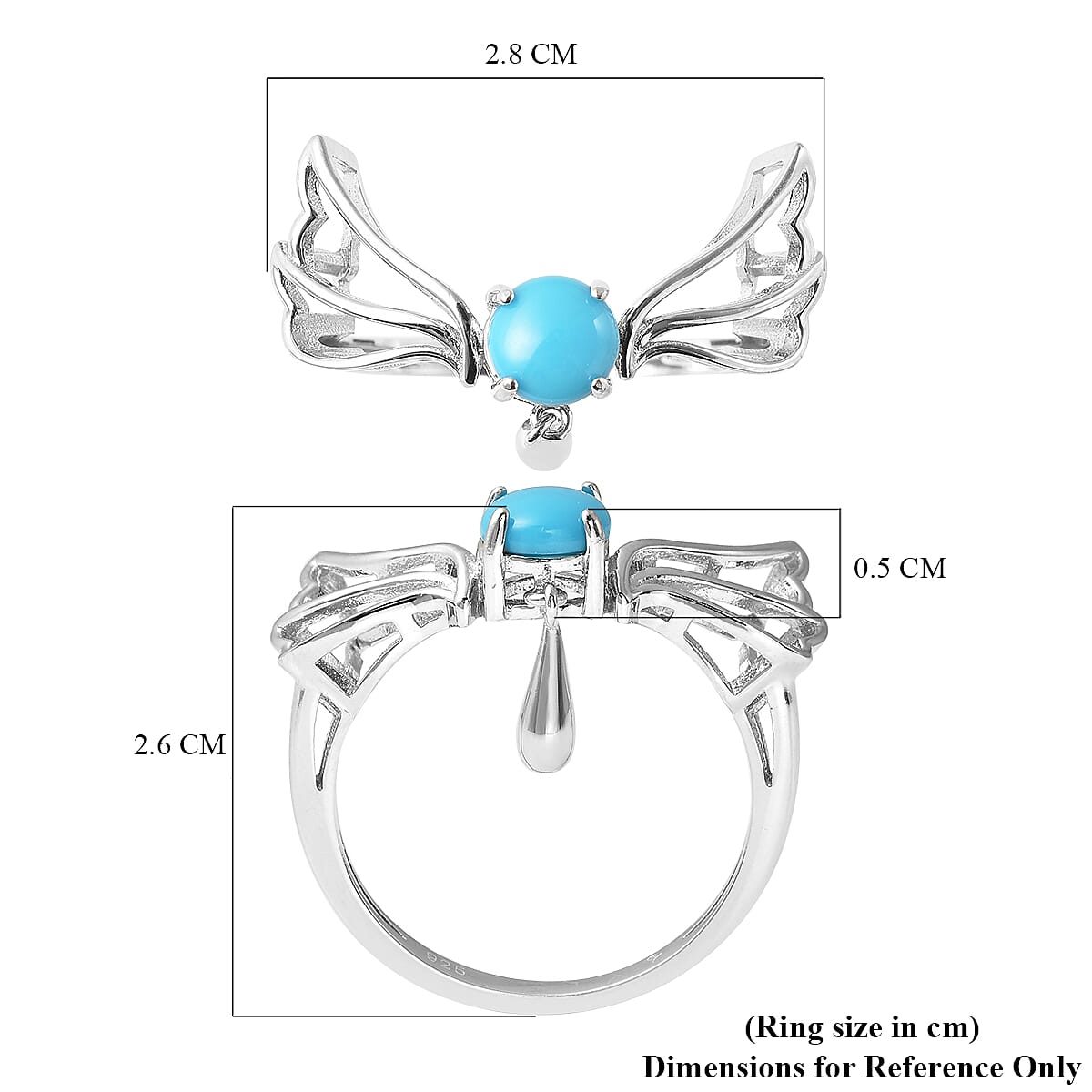 LucyQ Art Nouveau Collection Arizona Sleeping Beauty Turquoise Ring in Rhodium Overlay Sterling Silver