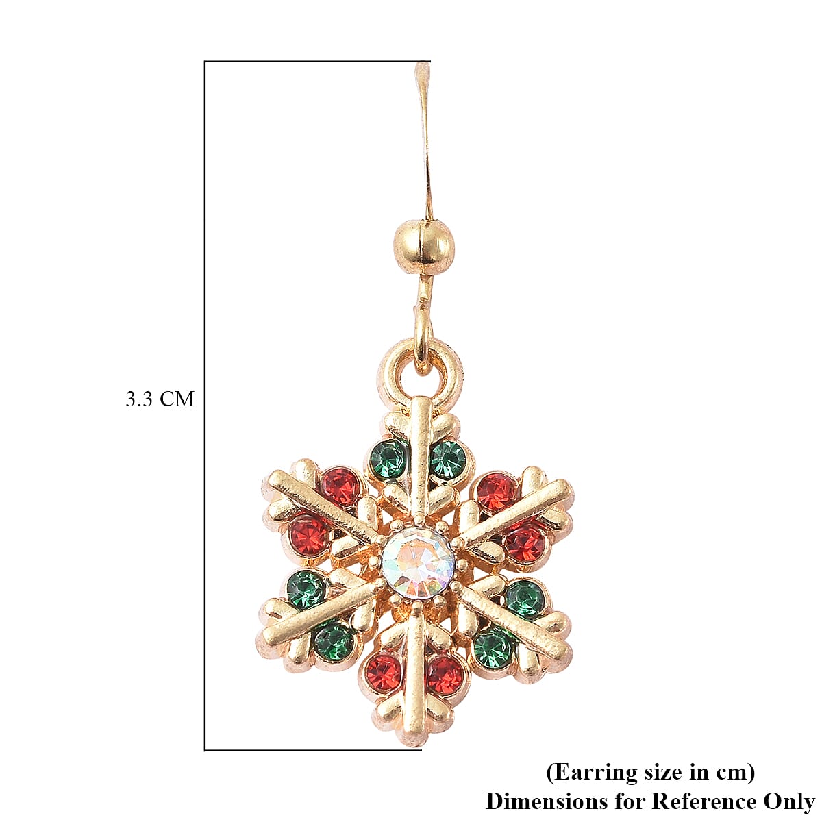 Multi Colour Austrian Crystal Hook Earrings in Yellow Gold Tone