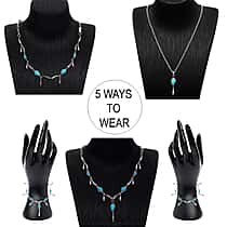 Lucy Q Raindrop Collection - 4 in 1 Arizona Sleeping Beauty Turquoise Detechable Pendant with Chain (Size 16) in Rhodium Overlay Sterling Silver.