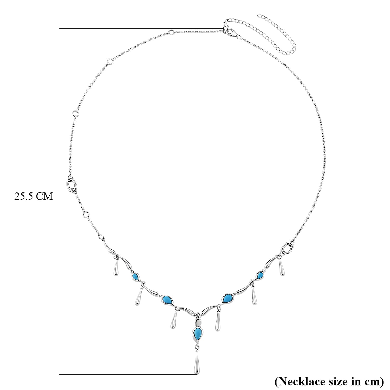 Arizona Sleeping Beauty Turquoise Detechable Pendant with Chain (Size 24) with Oval- Shaped Lobster Clasp in Rhodium Overlay Sterling Silver 2.69 Ct.