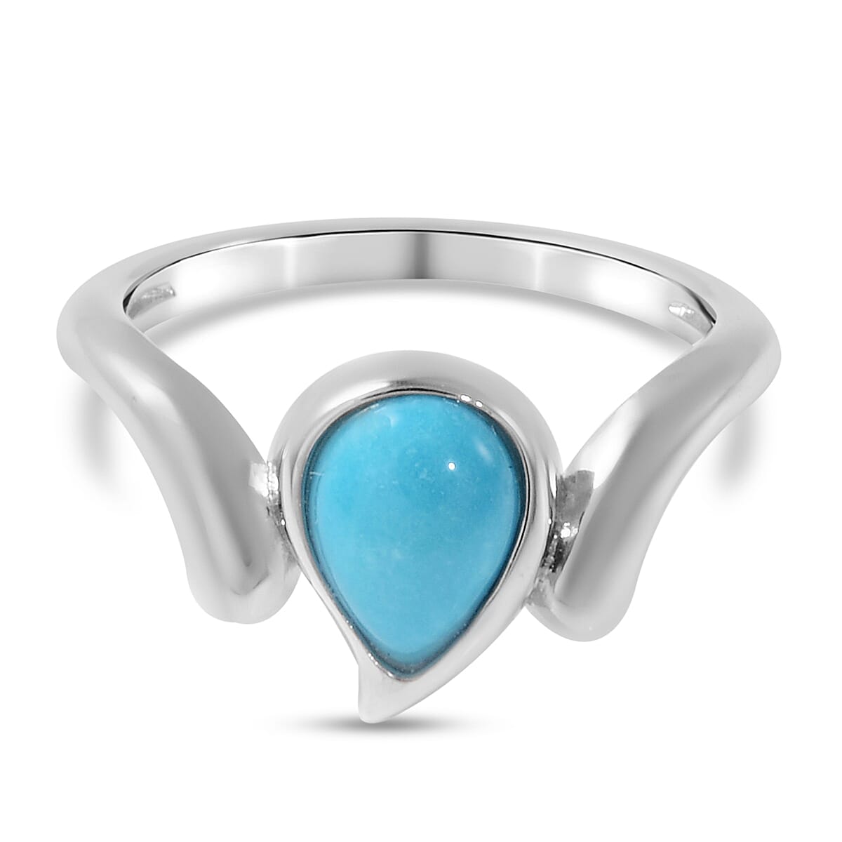 LucyQ Raindrop Collection - Arizona Sleeping Beauty Turquoise Ring in Rhodium Overlay Sterling Silver 1.15 Ct.