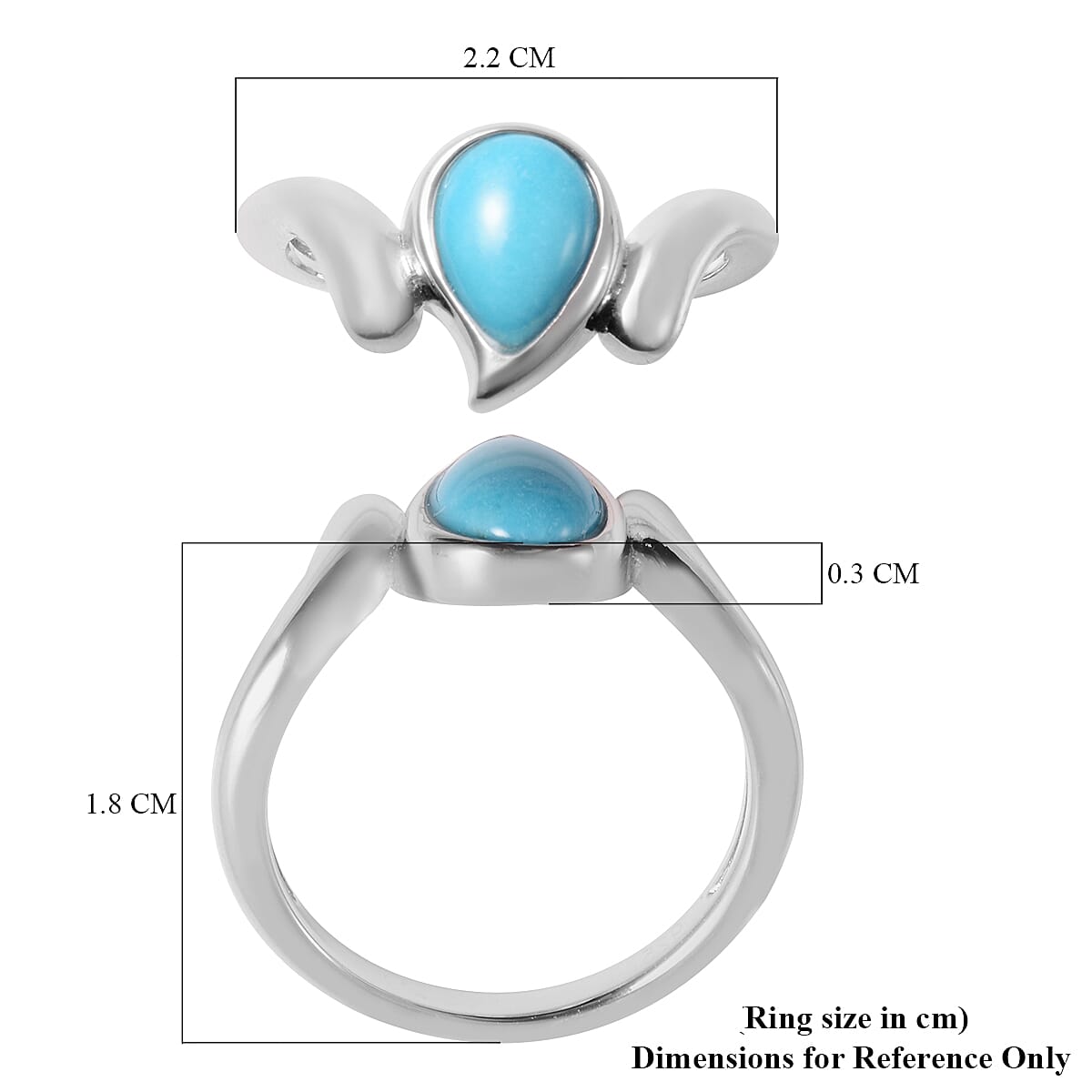 LucyQ Raindrop Collection - Arizona Sleeping Beauty Turquoise Ring in Rhodium Overlay Sterling Silver 1.15 Ct.