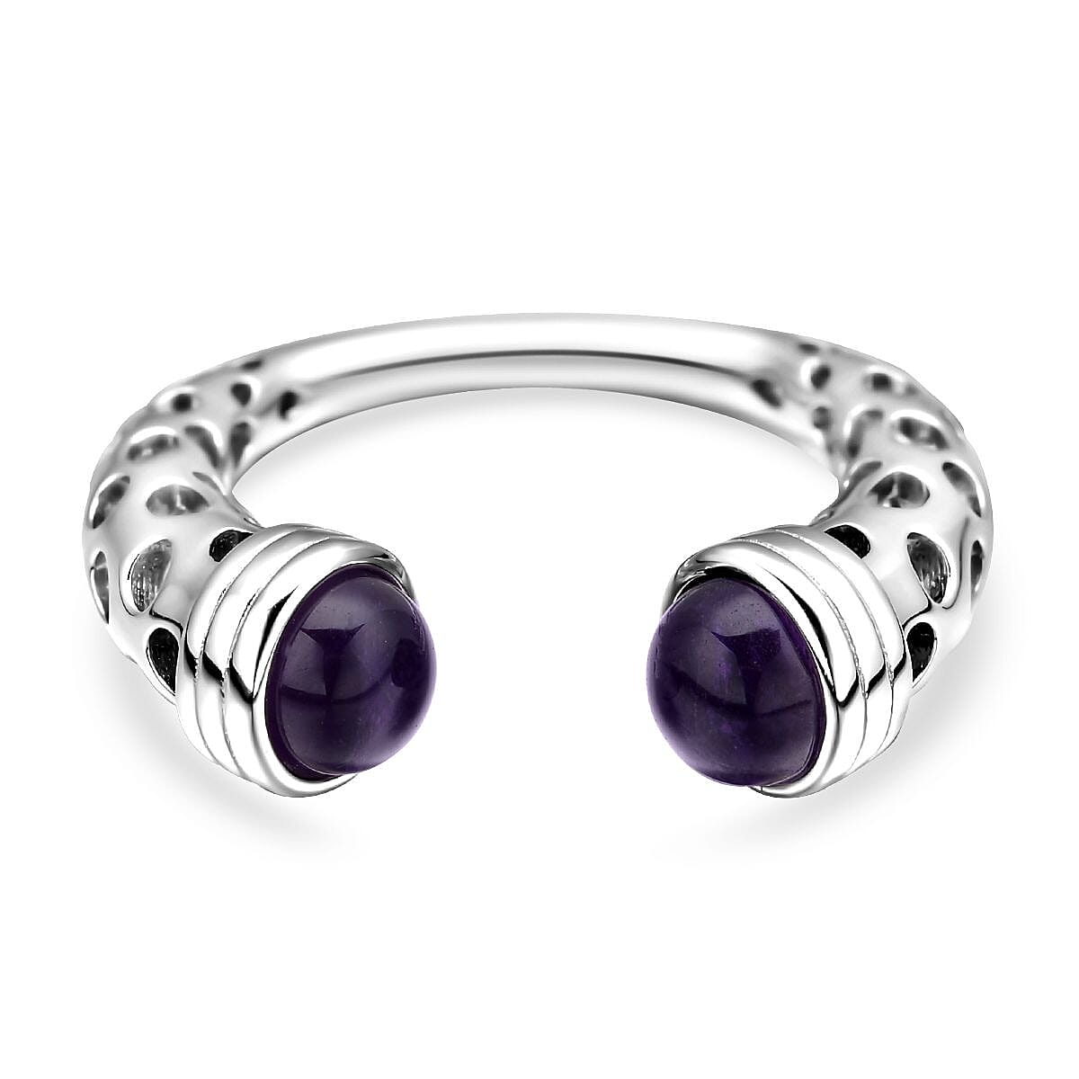 RACHEL GALLEY Amethyst Ring in Rhodium Overlay Sterling Silver 1.90 Ct, Silver Wt. 5.81 Gms