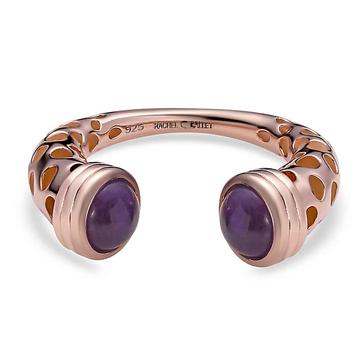 RACHEL GALLEY Amethyst Ring in 18K Rose Gold Overlay Sterling Silver 1.90 Ct