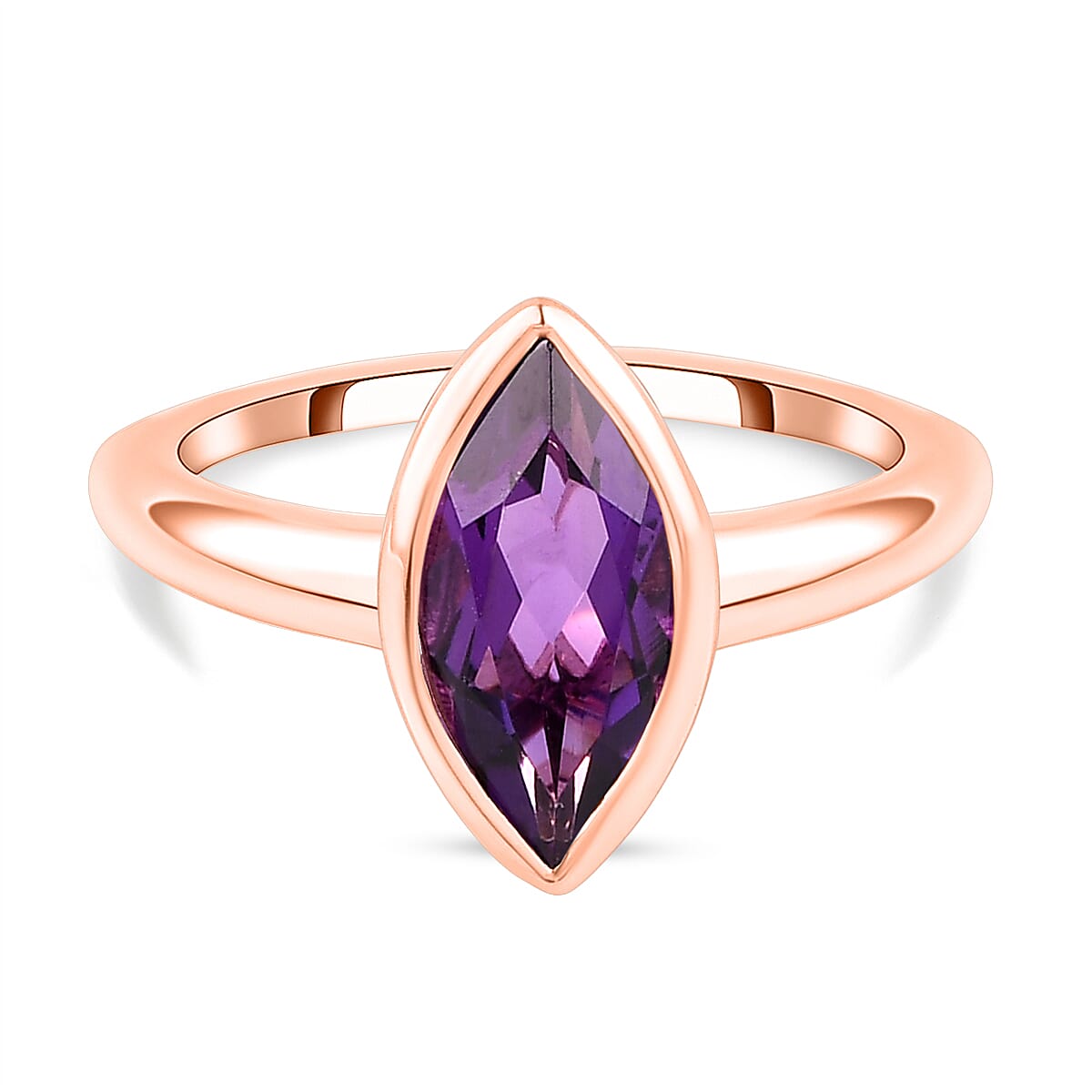 RACHEL GALLEY Lusaka Amethyst Solitaire Ring in 18K Rose Gold Overlay Sterling Silver 1.65 Ct.