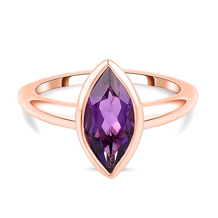 RACHEL GALLEY Lusaka Amethyst Solitaire Ring in 18K Rose Gold Overlay Sterling Silver 1.65 Ct.