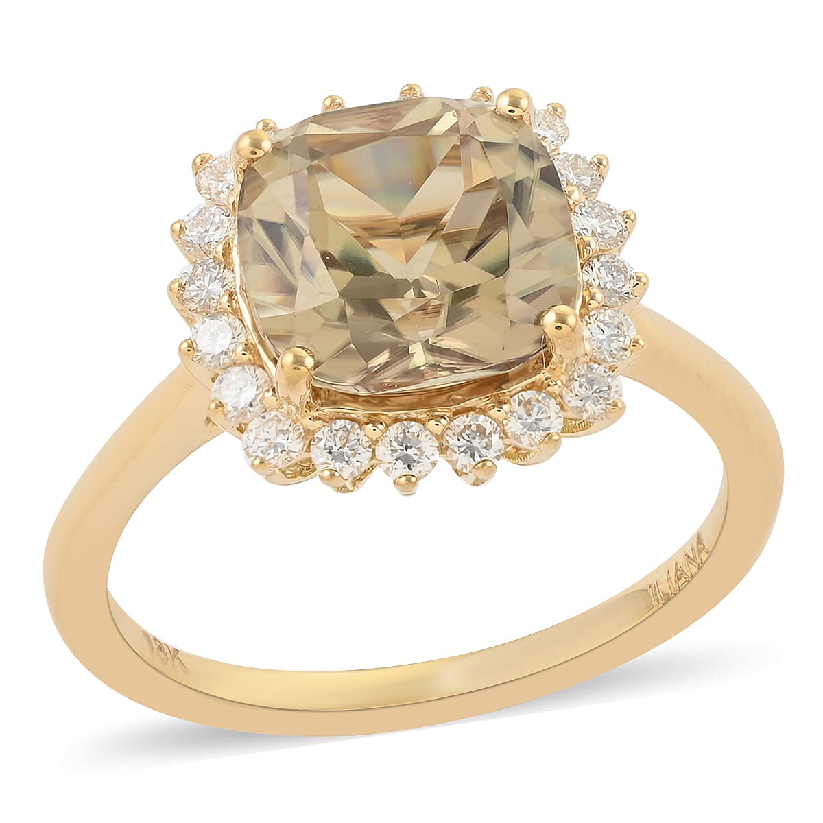 ILIANA 18K Yellow Gold AAA Turkizite and Diamond (SI/ G-H) Ring 4.00 Ct.
