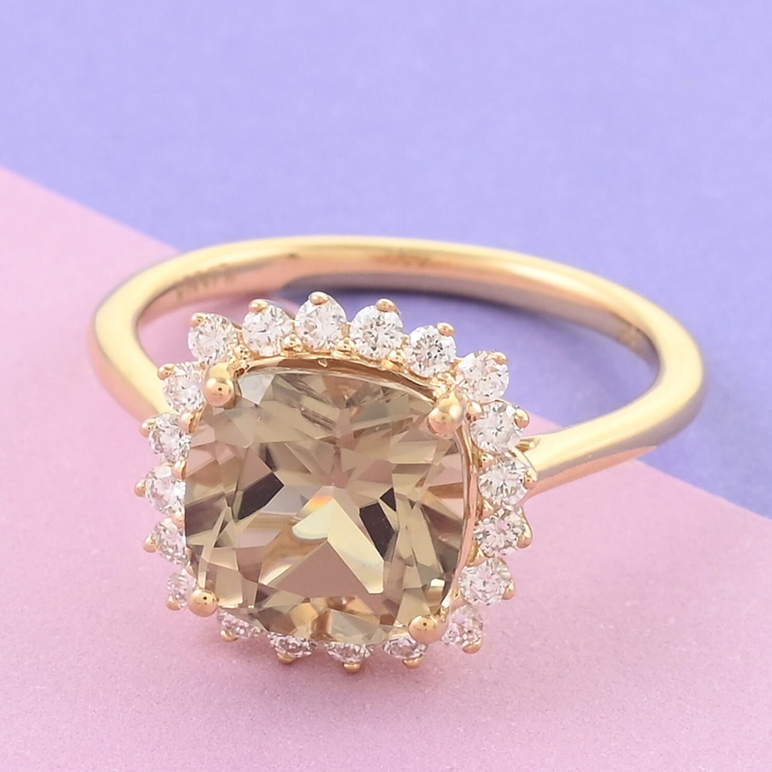ILIANA 18K Yellow Gold AAA Turkizite and Diamond (SI/ G-H) Ring 4.00 Ct.
