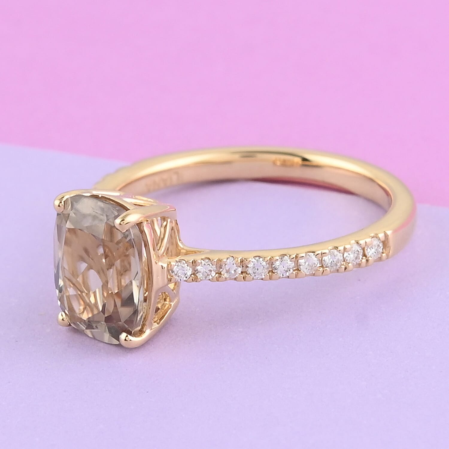 ILIANA 18K Yellow Gold AAA Turkizite and Diamond (SI- G-H) Ring 2.50 Ct.