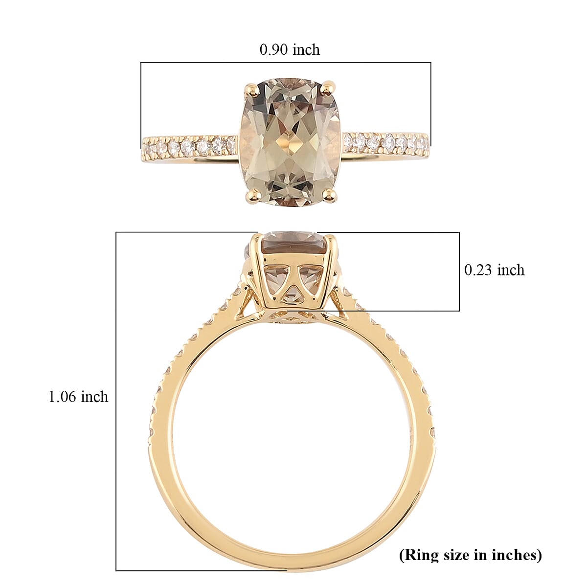 ILIANA 18K Yellow Gold AAA Turkizite and Diamond (SI- G-H) Ring 2.50 Ct.