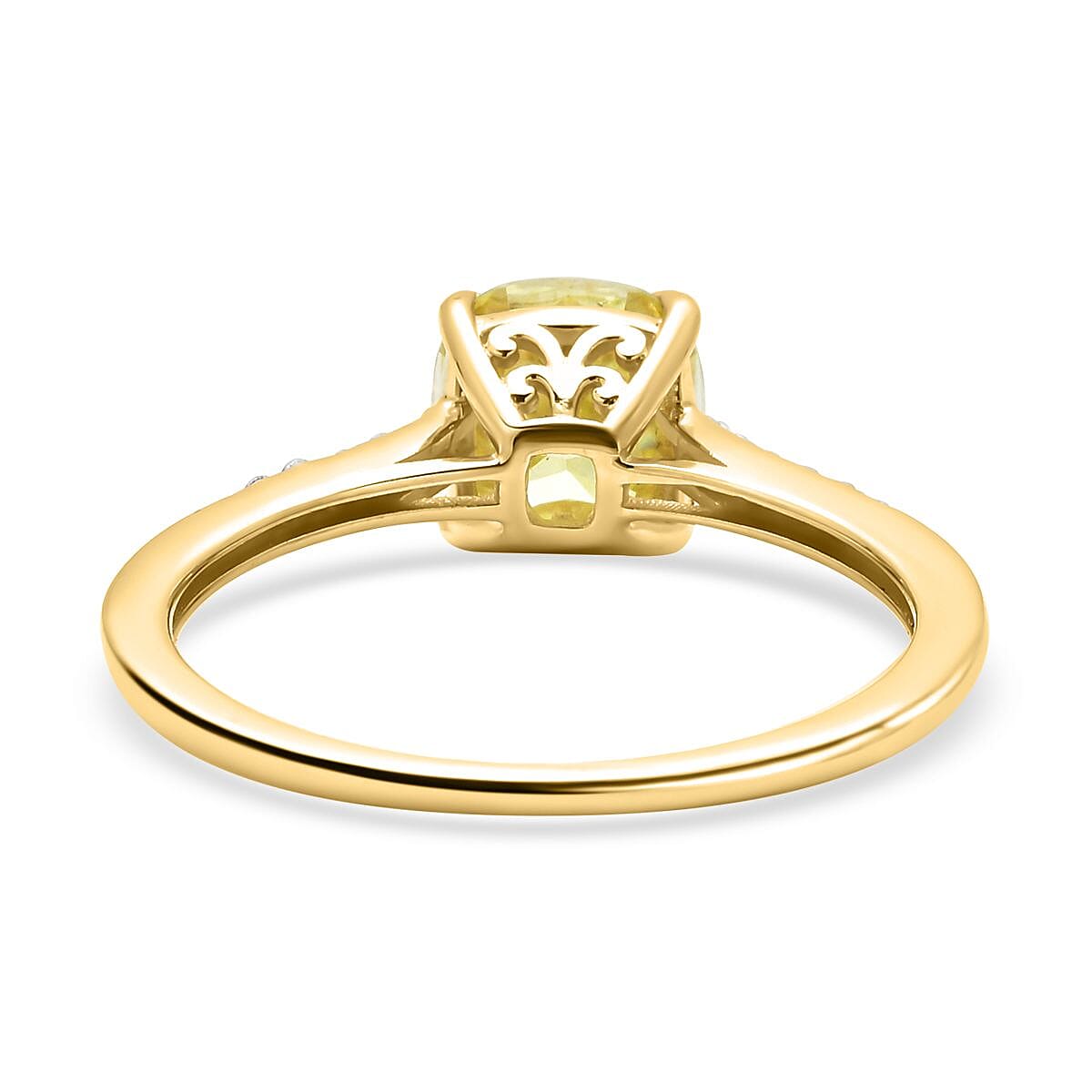 9K Yellow Gold Canary Moissanite and White Moissanite Ring 1.59 Ct.