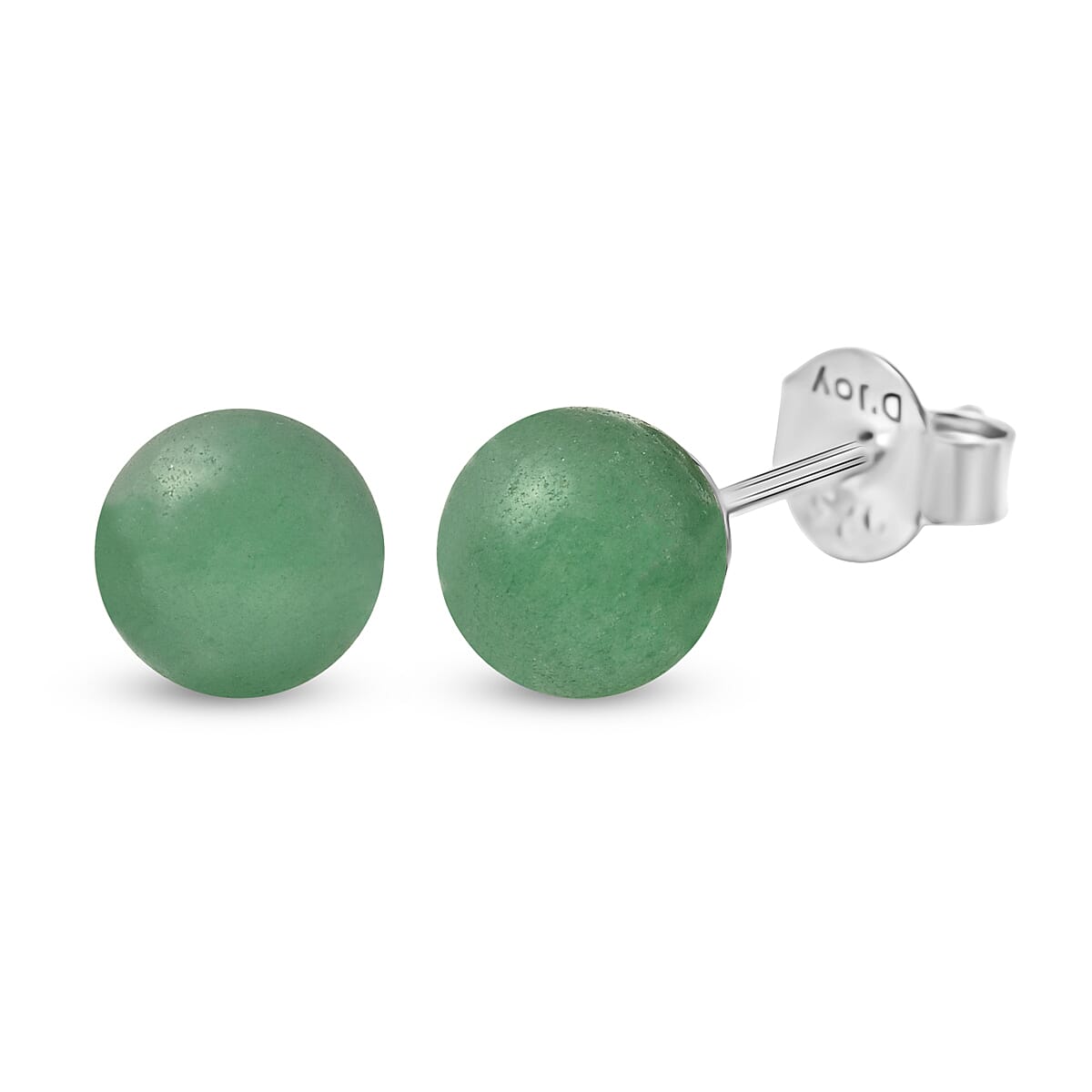 Green Aventurine Stud Earrings ( With Push Back) in Rhodium Overlay Sterling Silver 4.00 Ct.