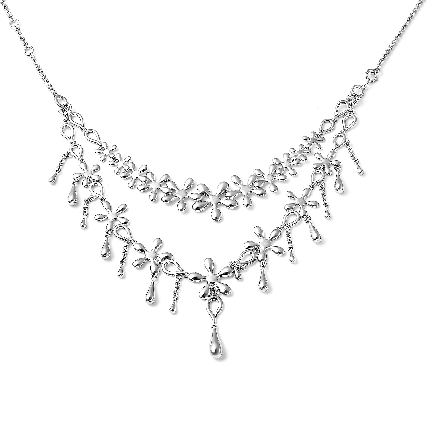 LucyQ Multi Splash Collection - 5 in 1 Rhodium Overlay Sterling Silver Bracelet or (Necklace Size - 20)