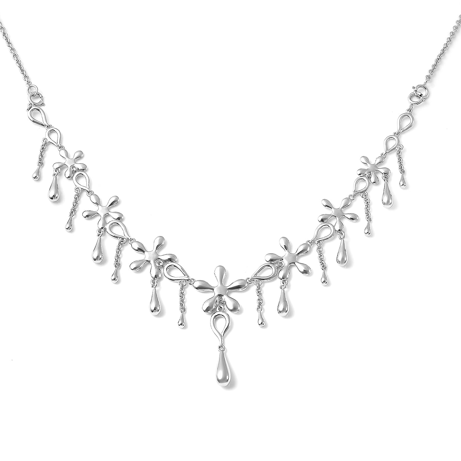 LucyQ Multi Splash Collection - 5 in 1 Rhodium Overlay Sterling Silver Bracelet or (Necklace Size - 20)